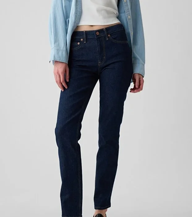 Women’s Navy Blue Mid Rise Vintage Slim Jeans