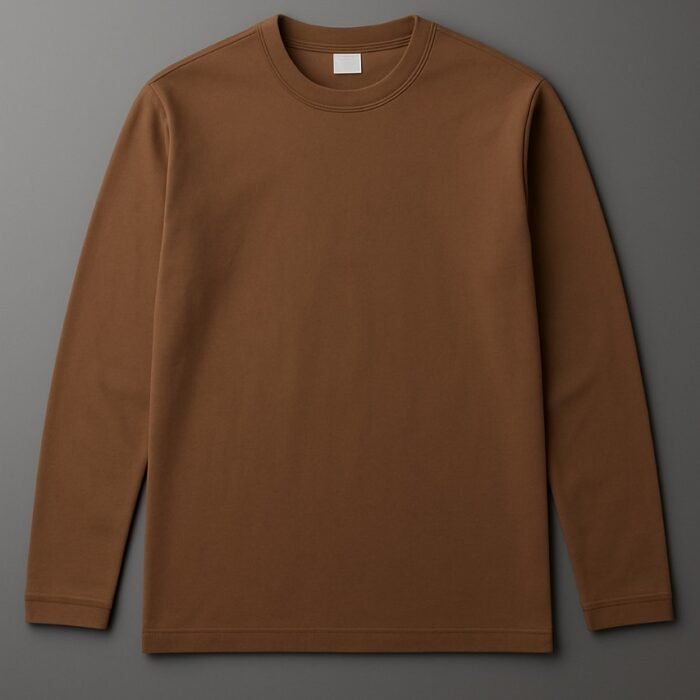 Brown Long Sleeve Crew Neck T-Shirt