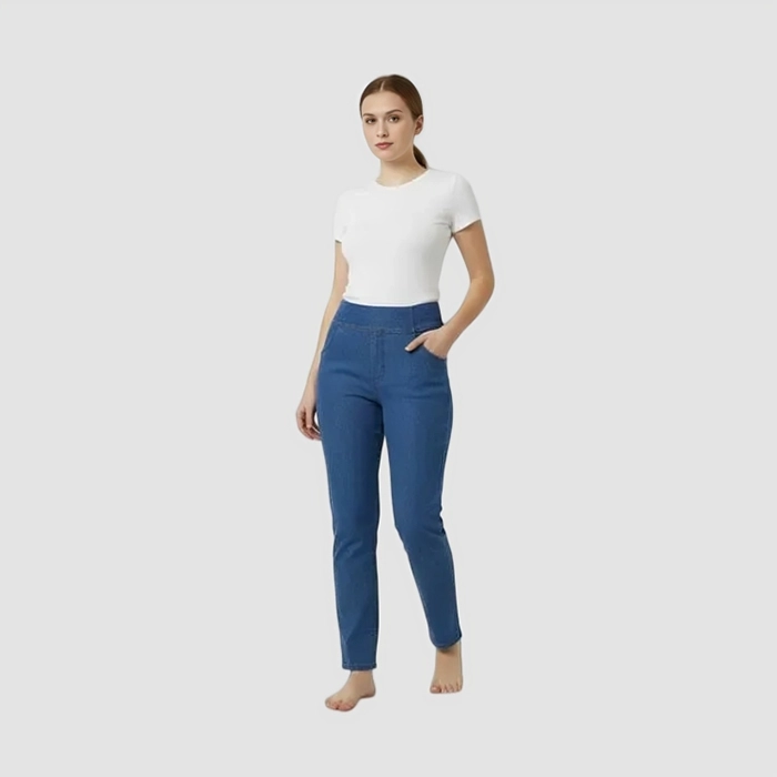 High Waist Blue Slim Jeans