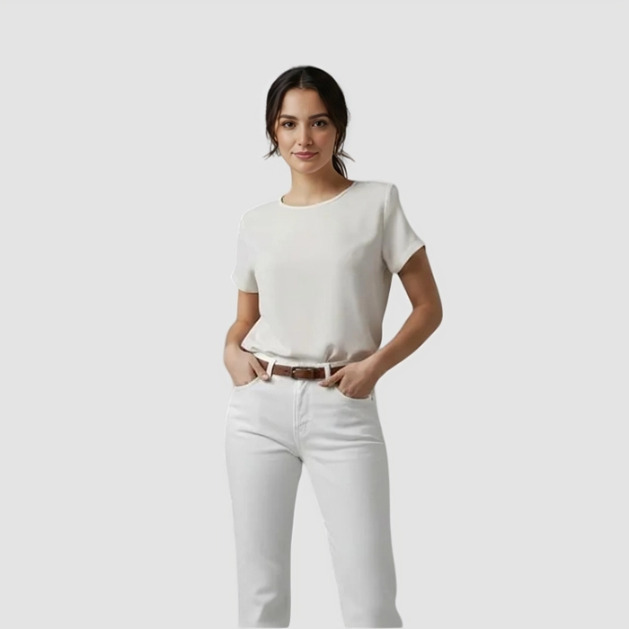 Elegant White Straight Fit Jeans