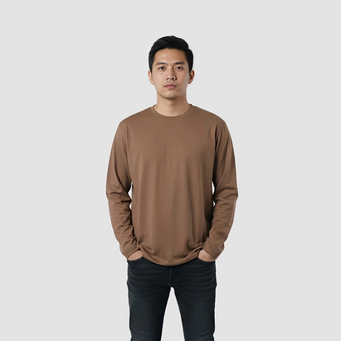 Brown Long Sleeve T-Shirt for Men